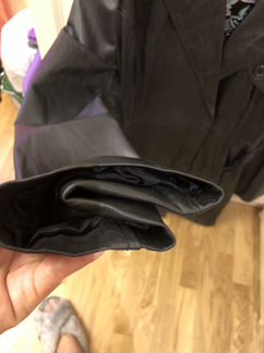 Плащ кожаный, черный