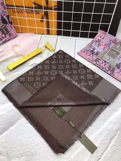 Шаль Louis Vuitton коричневая с серебром
