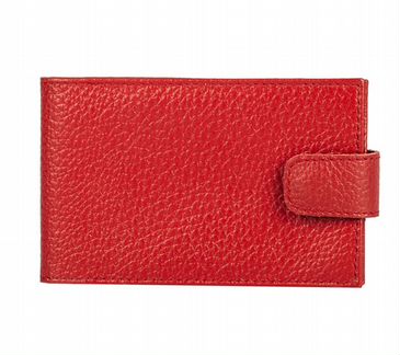 Визитница Attache на 40 визиток, на кнопке, натуральная кожа, красный