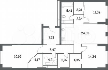 3-к квартира, 110.9 м², 5/41 эт.